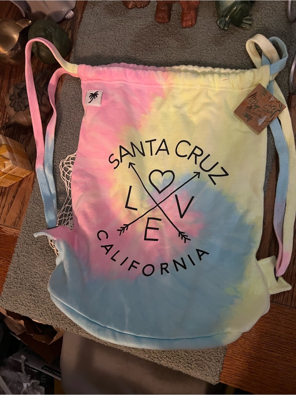 NWT Santa Cruz Extra large Tie-Dye Drawstring Backpack W 14,5” L 18.5”